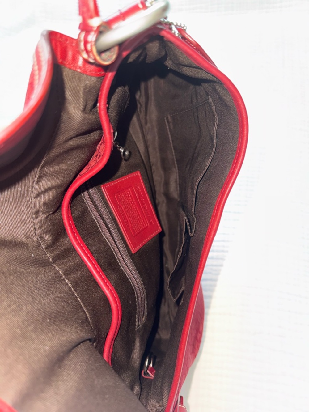 Coach Rare Soho Signature Buckle Flap Shoulder Bag Red Jacquard Leather Trim Y2K - Picture 3 of 12
